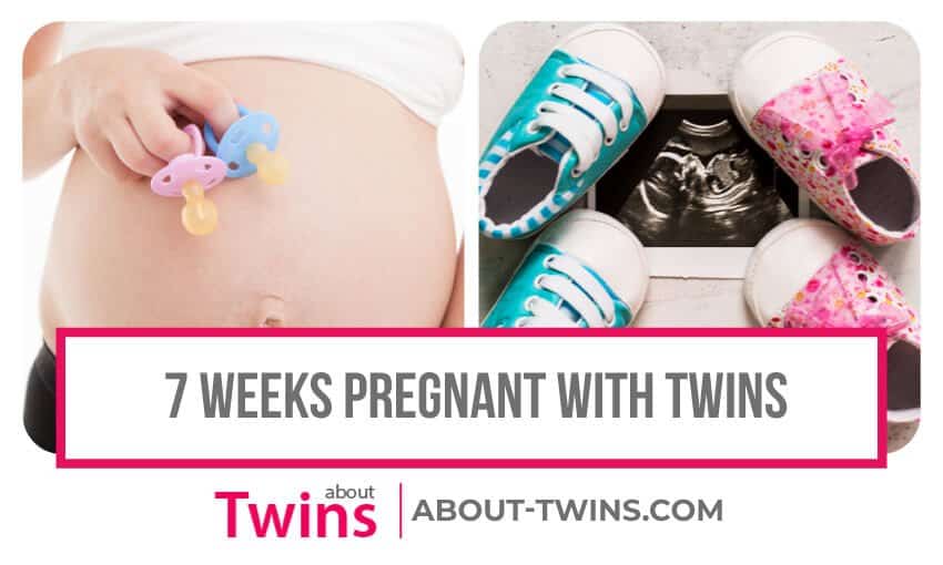 Information on being 7 weeks pregnant with twins including symptoms, ultrasounds, and belly size