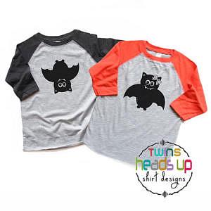 twin Halloween bat shirts