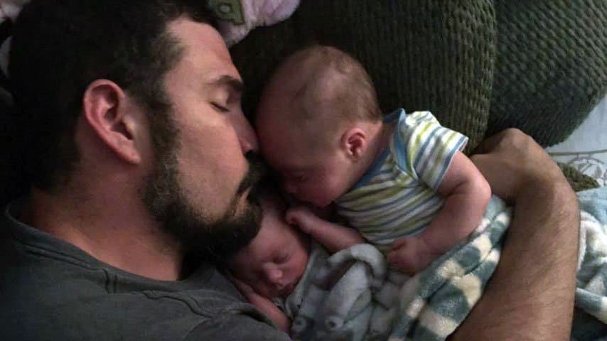 father with infant twin boys