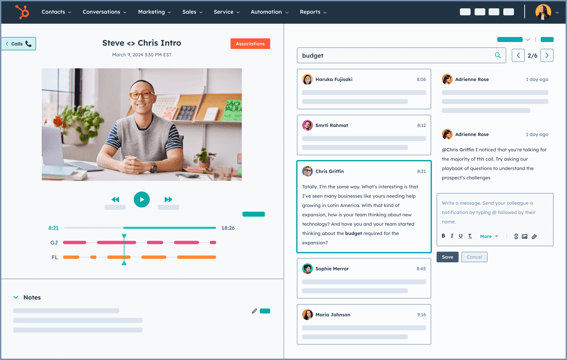 service hub simplified user interface showing conversation intelligence