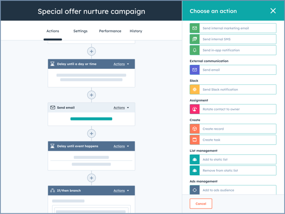 Nurture campaign workflows